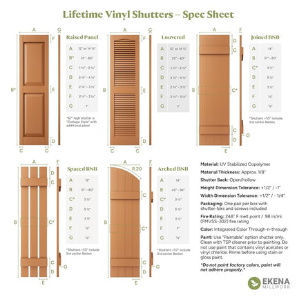 Ekena Millwork LVSL0008BL 3" Lifetime Vinyl Shutter-Lok's, Black (8/Bag)