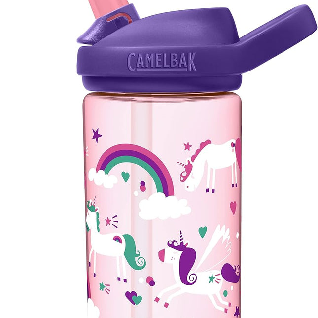 CamelBak eddy+ 14oz Kids Water Bottle with Tritan Renew – Straw Top, Leak-Proof When Closed, Unicorns