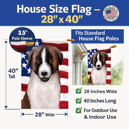 Caroline's Treasures CK6477CHF Cao de Gado Transmontano American Flag Flag Canvas House Size, Large, multicolor