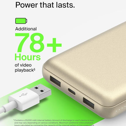 Belkin BoostCharge Power Bank 20K 15W Three Port Portable Charger Silver
