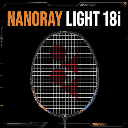 Yonex Nanoray Light 18i Badminton Racquet | Color: Black | Size: G4-5U | Material: Graphite | with Full Cover | Ultra-Light Weight: 77 Gram | Tension: 30 Lbs | Nanoscience Technology | Isometric Head
