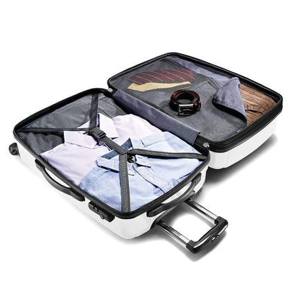 Samsonite Winfield 2 Hard Shell Luggage with Swivel Wheels, Brushed White, Checked-Large 28-Inch, Winfield 2 Hard Shell Luggage with Spinning Reels