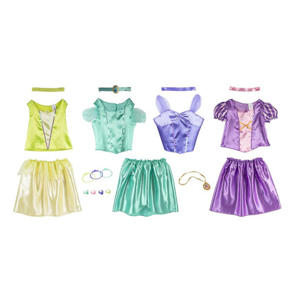 Disney Princess Adventure Princess Dress Up Trunk, 21-Piece Deluxe Dress Up Trunk Includes Tiana, Jasmine, Rapunzel and Ariel Outfits, Accessories, Storage Trunk and Stickers Included!