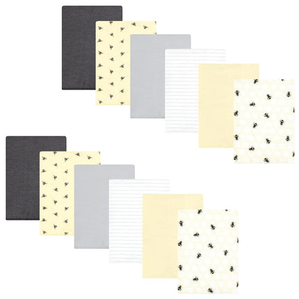 Bavoir en flanelle unisexe pour bébé Hudson Baby, lot de 12, motif abeille, taille unique