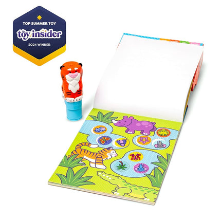Melissa & Doug Sticker WOW!™ 24-Page Activity Pad and Sticker Stamper - Tiger, 300 Stickers, Arts and Crafts Toy Collectible Character, Creative Play Travel Toy for Girls and Boys 3+ - FSC Certified