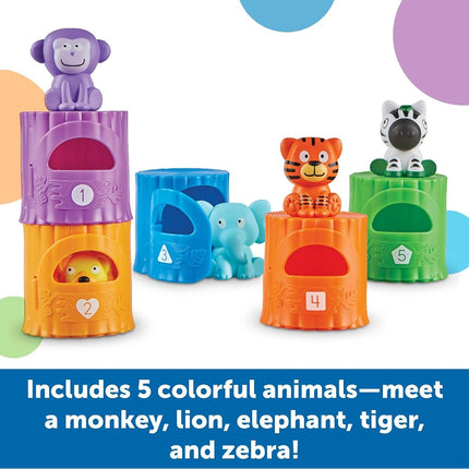 Learning Resources Peekaboo Learning Jungle Toddler,10 Pieces, Ages 18 Months+, Learning Baby, Educational, Fidget Toys, fine Motor Skills