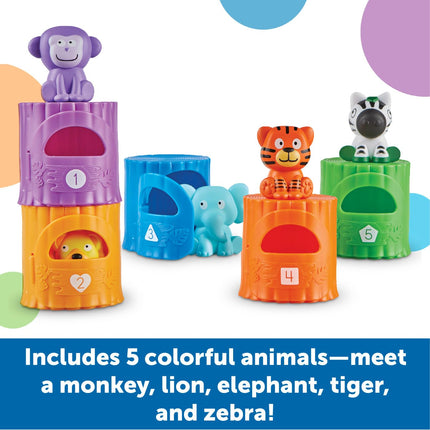 Learning Resources Peekaboo Learning Jungle Toddler,10 Pieces, Ages 18 Months+, Learning Baby, Educational, Fidget Toys, fine Motor Skills
