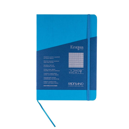 Fabriano Ecoqua Plus Stitch-Bound Notebook, 5.8" x 8.3", A5, Graph, Turquoise