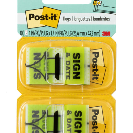 Post-it Sign and Date Flags, 50/Dispenser, 2 Dispe