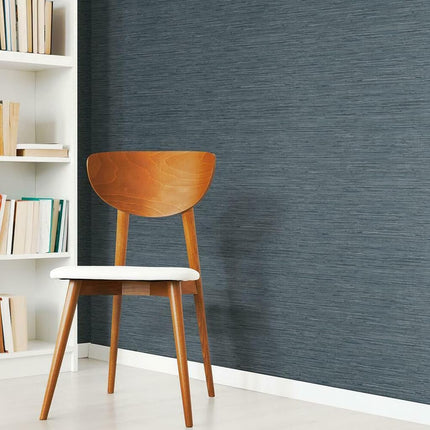 RoomMates RMK11314WP Blue Faux Grasscloth Non-Textured Peel and Stick Wallpaper, 20.5 inches x 16.5 feet