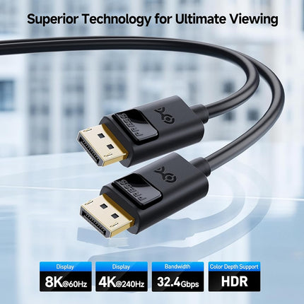 Cable Matters 32.4Gbps Long DisplayPort 1.4 Cable - 16ft, Support 8K 60Hz, 4K 240Hz DisplayPort Cable 1.4 with FreeSync, G-SYNC and HDR for Gaming Monitor, PC, RTX 4080/4090, RX 6800/6900