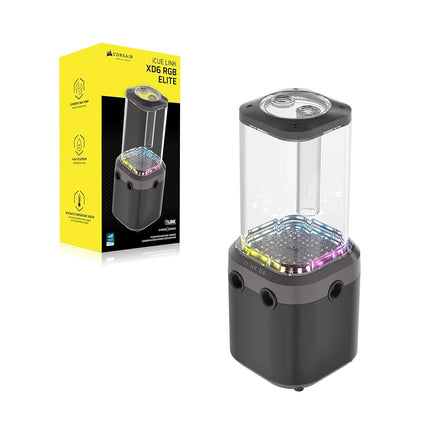 Corsair iCUE LINK XD6 RGB ELITE Pump/Reservoir Unit – FlowDrive Max Pump, Built-In Temperature Sensor, 22 Addressable RGB LEDs, 440ml Transparent Nylon Reservoir