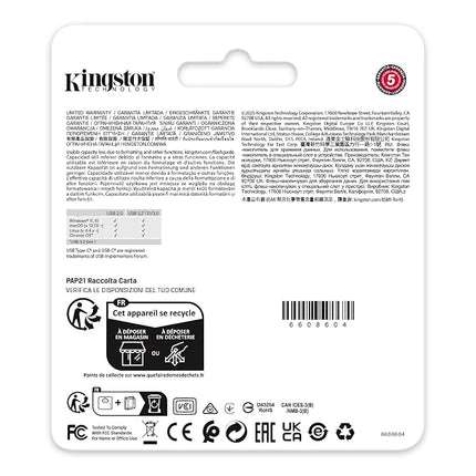 Kingston DataTraveler Duo USB Flash Drive 256GB USB-A + C 3.2 DuoG2 - DTDEG2/256GB