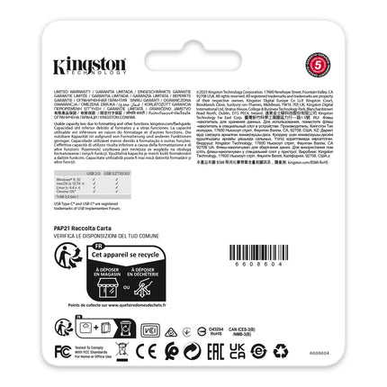 Kingston DataTraveler Duo USB Flash Drive 256GB USB-A + C 3.2 DuoG2 - DTDEG2/256GB