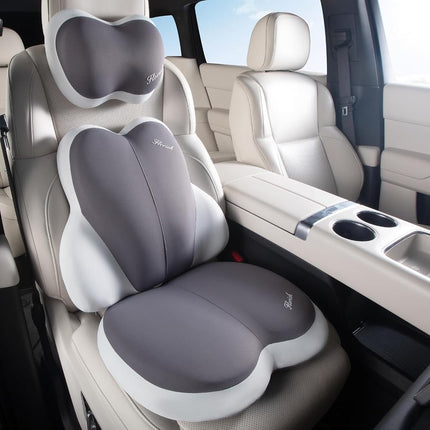 FLORICH 3 cojines para asiento de coche, almohada de soporte lumbar, almohadas para reposacabezas de coche, cojines de asiento de espuma viscoelástica ultra gruesa, cojín de respaldo para alivio de presión para silla de oficina (gris beige)