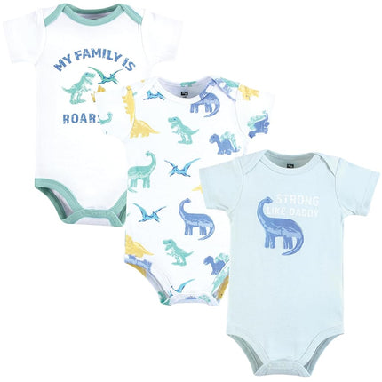 Hudson Baby Unisex Baby Cotton Bodysuits, Family Dino, 6-9 Months