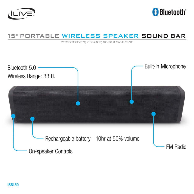 15" Portable Wireless Speaker Sound Bar