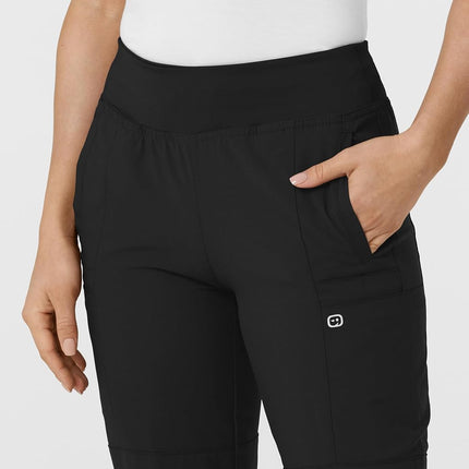 WonderWink 5555ABLACLG W123 Women's Comfort Waist Cargo Jogger Pant, Black, Standard-L Size
