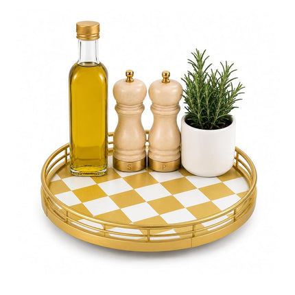 9-Inch Gold Lazy Susan Spice Organizer with Guard 