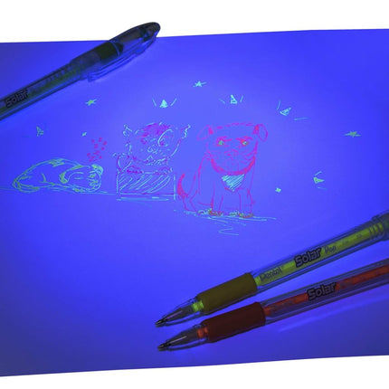 Pentel Solar Pop Neon Gel Pens .6mm 4/Pkg-Orange, Yellow, Green, Pink