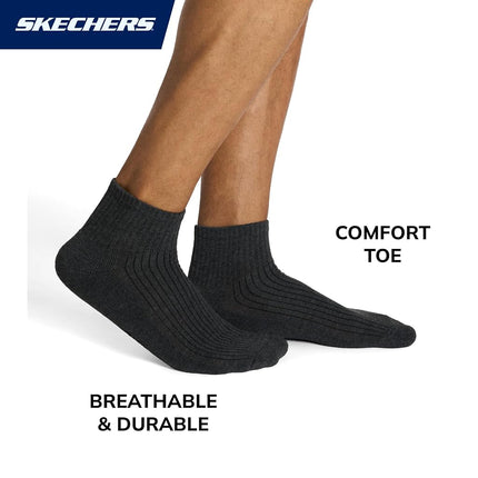 Skechers Men's 10-pack Half Terry Classic Quarter Crew Socks, Comfort-fit & Cushioned Footbed, White/Steel Grey/Dark Denim, 9-13 UK