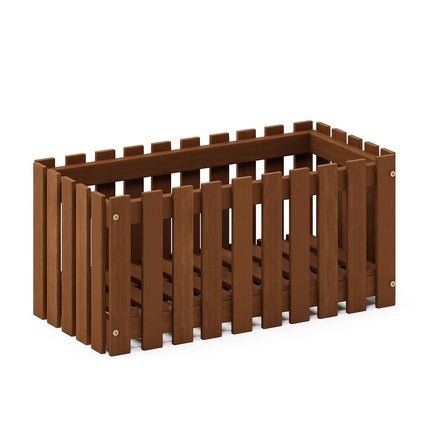 Furinno Hardwood Slat Style Flower Planter Box in Teak Oil, Wood, Natural, 63 (W) x 30.2 (H) x 30.5 (D) cm