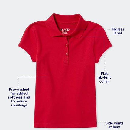Camisas tipo polo de punto suave de manga larga multipack para niños de The Children's Place, paquete de 2 Nautico, talla M