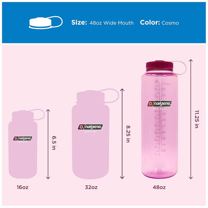 Nalgene Sustain Tritan BPA-Free Water Bottle Made with Material Derived from 50% Plastic Waste, 48 OZ, Wide Mouth, Cosmo