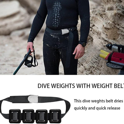 Dive Weights for Scuba Diving Weight Belt,Vinyl Scuba Weights, Coated Dive Weights,Coated Lead Diving Weights, Dive Belt Weights for Freediving (Black：4 Dive Weights + Belt, 1.1lb / 0.5kg)