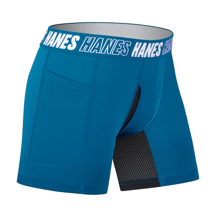 Hanes Moves Caleçons boxeurs anti-frottements pour garçons, lot de 6, noir/bleu/vert citron - Jambe normale, petite taille