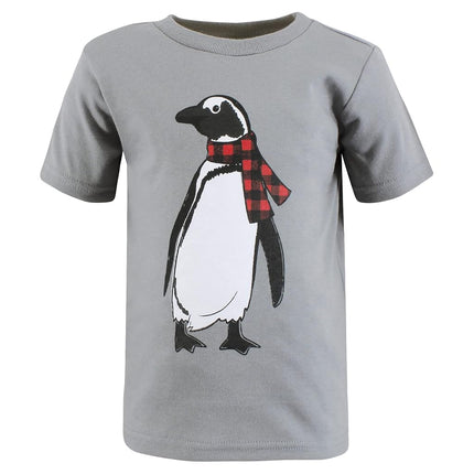 Camisetas de manga corta Hudson Baby unisex para bebé, pingüino alce de invierno, 6-12 meses