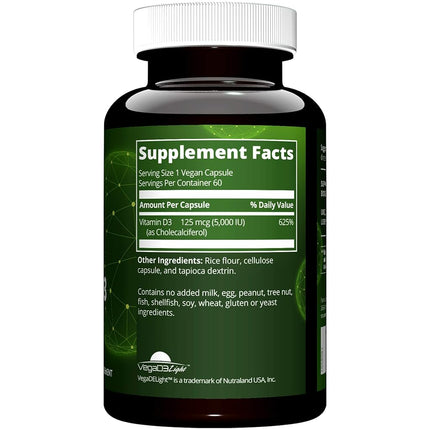MRM - Vegan Vitamin D3 for Calcium Absorption & Bone Health 5000 IU - 60 Vegetarian Capsules