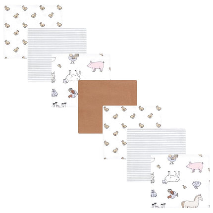 Hudson Baby Unisex Juego de mantas de algodón de franela para bebés, Farm World, Talla única