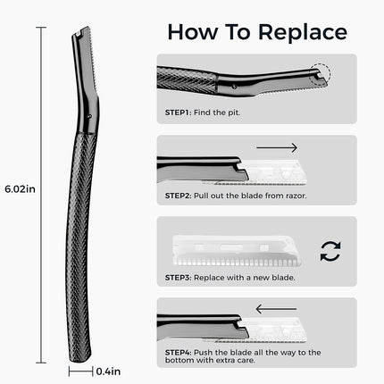 ZOMCHI Eyebrow Razor, Face Razors for Women&Men, Eyebrow Trimmer Shaper with Precision Cover,Facial Shaver with 6 Blades (Black)