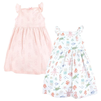 Hudson Baby Baby Girls' Cotton Dresses, Pastel Sea, 12-18 Months