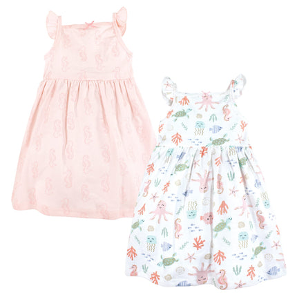 Hudson Baby Baby Girls' Cotton Dresses, Pastel Sea
