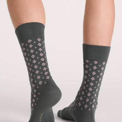 Ted Baker Men's 3 Pack Pattern Crew Dress Socks, Urban Chic/Grey Heather/Lavendula, One Size