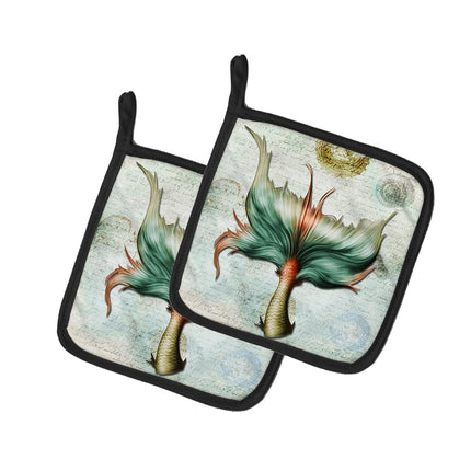 Caroline's Treasures Mermen Mermaid Tail Pair of Pot Holders SB3039PTHD, Fabric, Multicolor