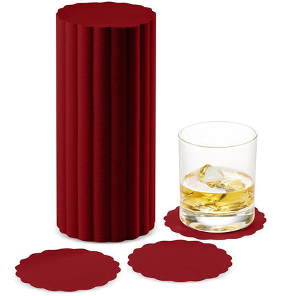 Disposable Burgundy Paper Coasters for Drinks, 3.5 Inch Round Coasters for Bar, Cocktail, Beverage, Wine Or Event, 500 Pack Bulk