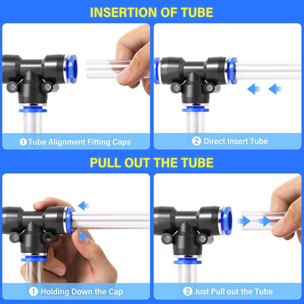 TAILONZ Pneumatic 12mm od Push to Connect Fittings Pneumatic Fittings Kit 5 Spliters+5 Elbows+5 tee+5 Straight (20 pcs)