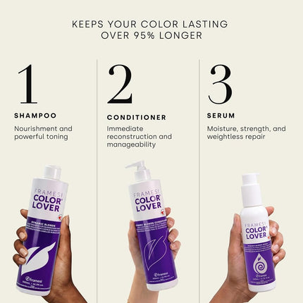 Framesi Color Lover Dynamic Blonde Violet Shampoo - 16.9 Ounce, Purple Shampoo, Blonde Hair Shampoo, Powerful Toning Shampoo, Vegan, Gluten Free, Cruelty Free