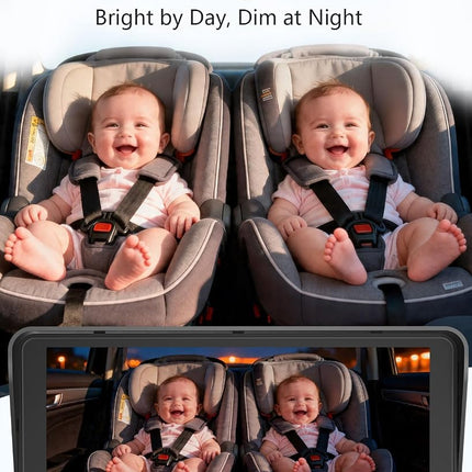 Baby Car Camera for 2 Kids: 6.9" Ultrawide Display, Dual Rear-Facing HD 1080P Cameras, Night Vision USB Powered, Easy-Install Backseat Monitor, Baby Car Mirror – Newborn Essentials & Baby Shower Gifts