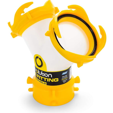 Camco 39629 Revolution Translucent Wye Fitting -Connects Two Sewer Hoses with Lug Fittings The Same Dump Station, Odor Tight Connection