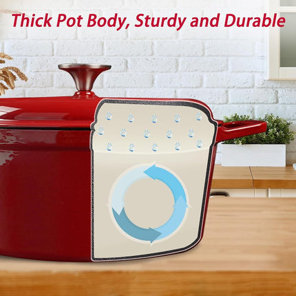 KOOMADE Dutch Oven Pot with Lid- 4.75 Quart Enameled Cast Iron Round Dutch Oven Stockpot With Dual Handles- Oven Safe up to 500°F, Heavy Duty Nonstick Cookware Safe for Bread Baking, Stews, Braising