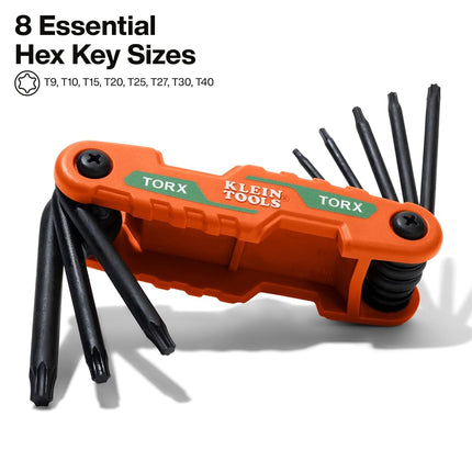 KLEIN TOOLS Cmpct Folding Hex Key Set 8-Key Torx Sizes