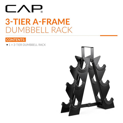 Cap Compact A-Frame Hex Dumbbell Rack, 80lb Capacity Holds 5-15lb Pairs