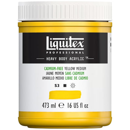 Peinture acrylique Liquitex Professional Heavy Body, pot de 473 ml, jaune moyen sans cadmium
