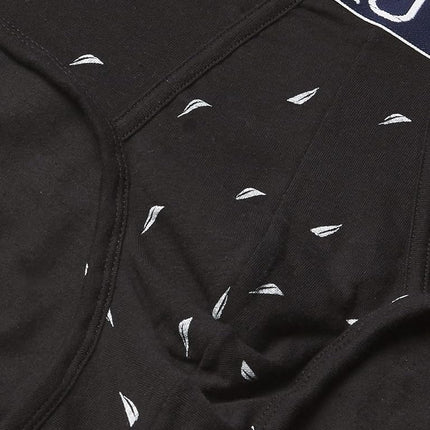 Nautica Men's 3 Pack Cotton Stretch Brief, Peacoat/Charcoal/Sail Print-Black White, M