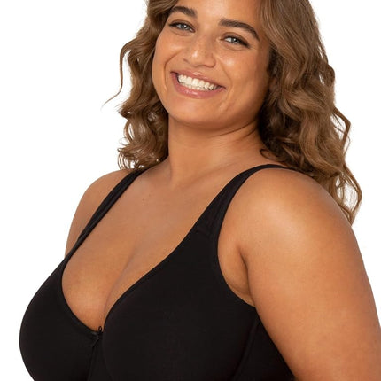 Fruit of the Loom Women's Fit for Me Collection: Plus-Size Unlined Underwire Bra-Cotton Comfort & Pinch-Free Straps, Opaque, Black Hue, 40D