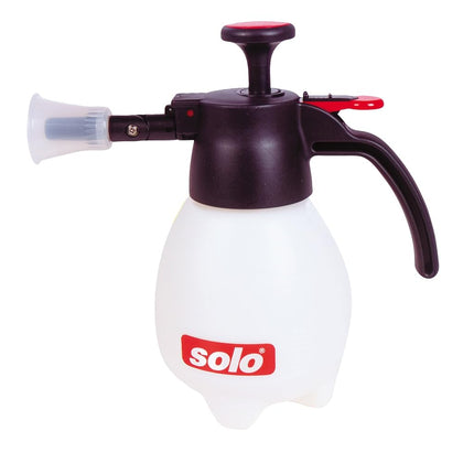 Solo 418 One-Hand Pressure Sprayer Ergonomic Grip for Gardening, Fertilizing, Cleaning & General Use Spraying, 1 Litre, White and Red, White and Red